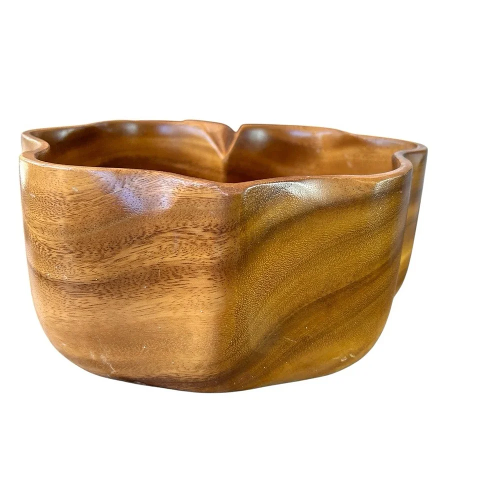 Woods‎ Of Hawaii Monkey Pod Large Serving Bowl Luau Salad Party Boho BBQ Retro